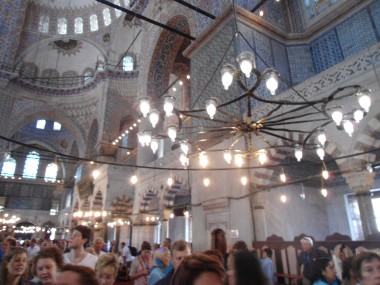 The  interior of the Blue Mosque. Taken last Sept. 2011.© ww.webbloggirl.com